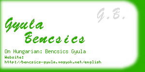 gyula bencsics business card